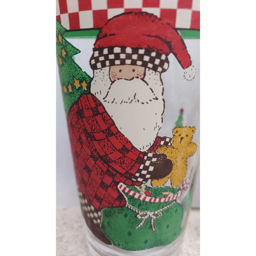 Anchor Hocking Mumm MAGIC‎ OF SANTA - Set of 3 - 6 1/4" HIGHBALL GLASSES Vintage - Picture 2 of 6